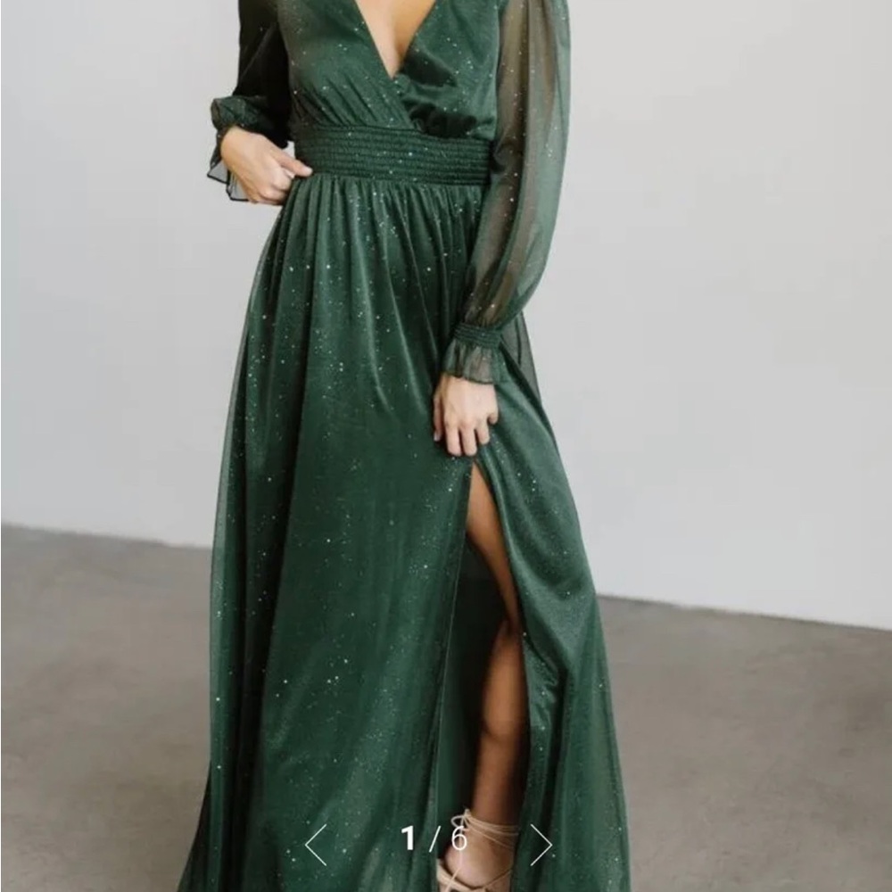 Carmen Shimmer Sparkle Emerald Gown